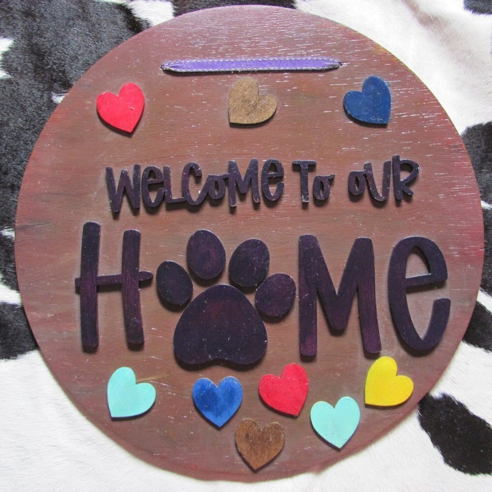 HAND PAINTED WELCOME SIGNS ANIMAL THEMED WITH PAW